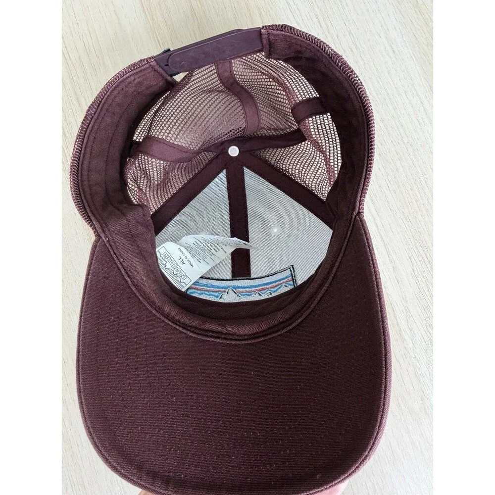 Patagonia Trucker Hat Burgundy/White Mesh Back Adjustable One Size Logo